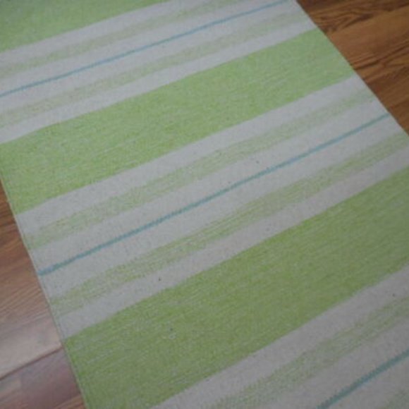 2.3x3.9 green white stripe Turkish area rug - Picture 9 of 12